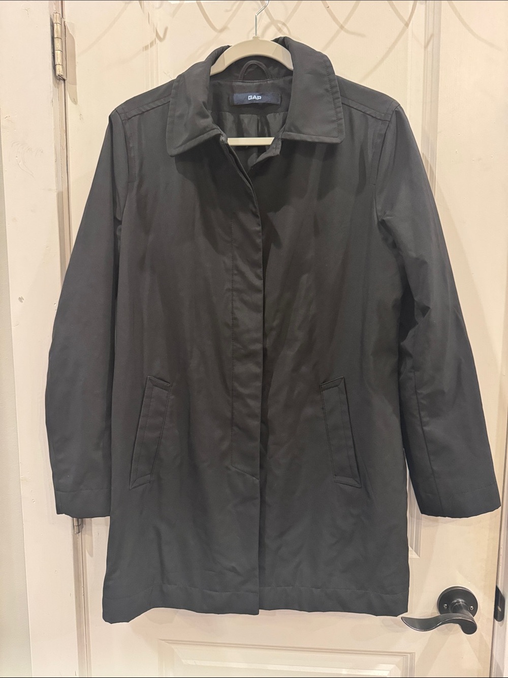 GAP Black Classic Utility Trench Coat Rain Jacket